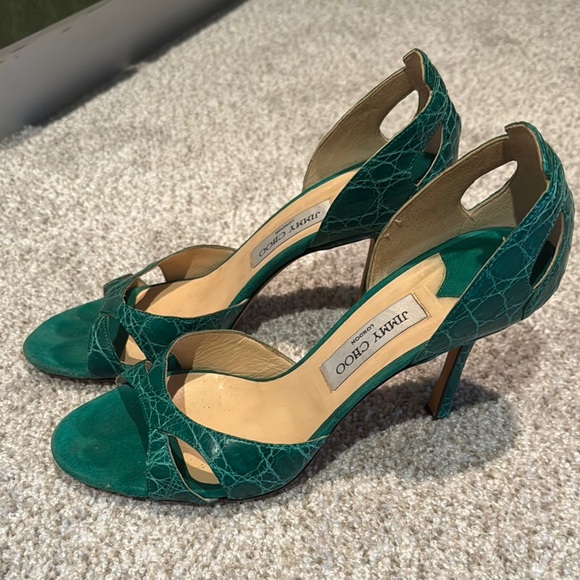 Jimmy Choo Teal Cutout Heels